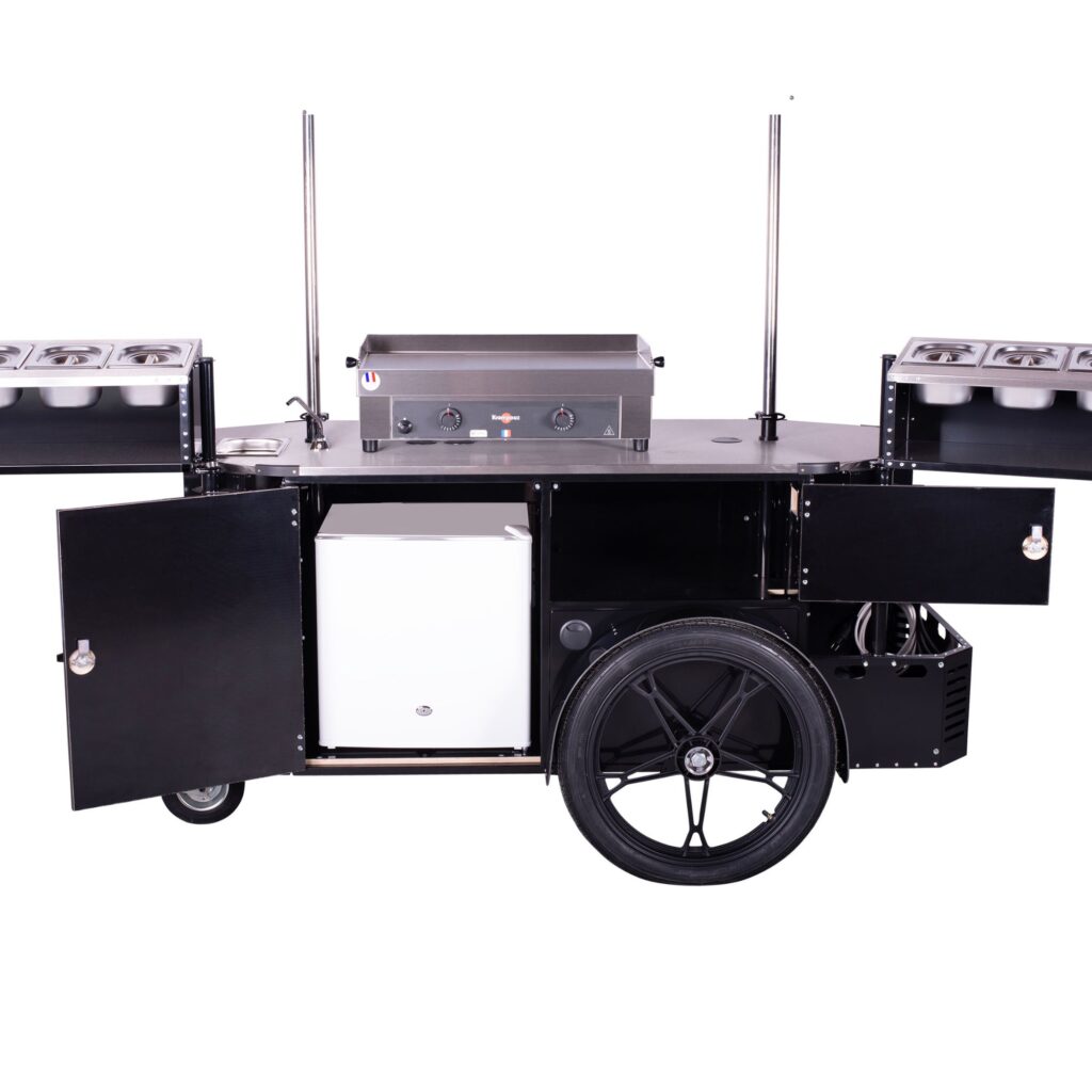 Grill cart with fridge