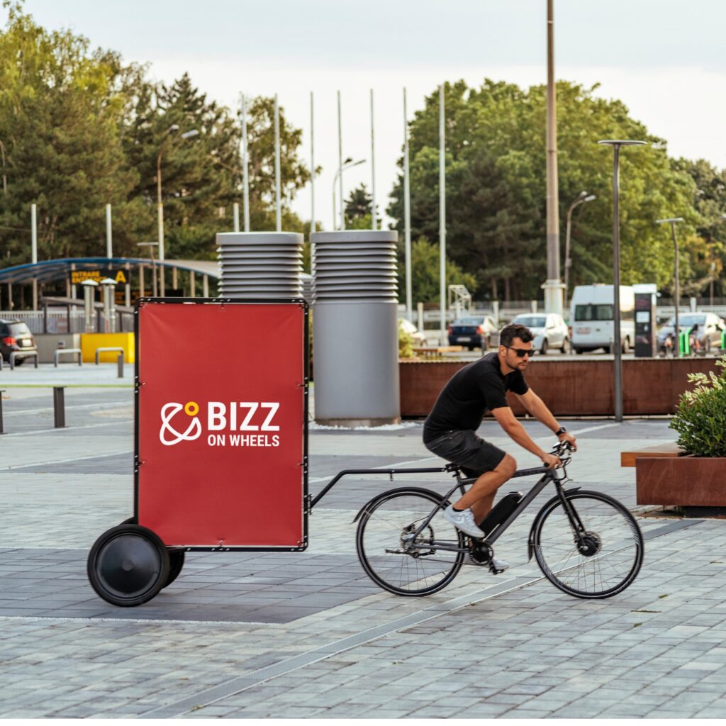 Mobile billboard on wheels